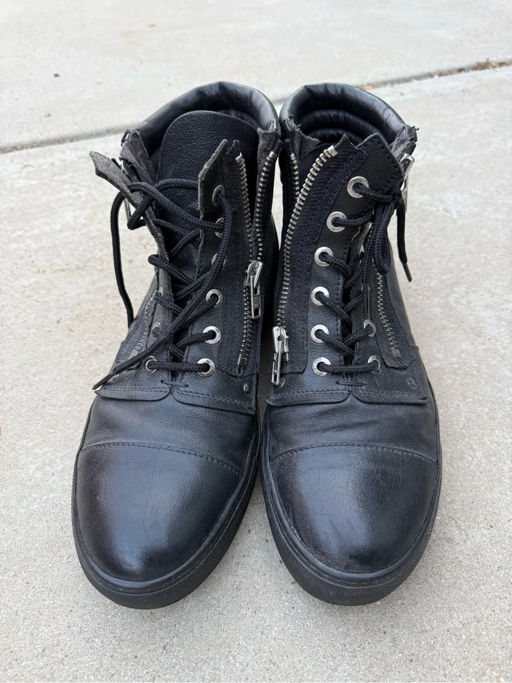 oXs Black and Men's Leather Zip sneaker Boots Italy size 12-13 46